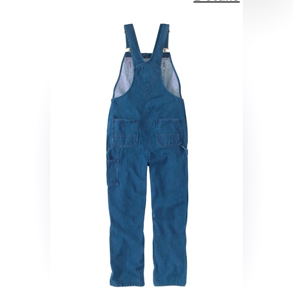 Carhartt Men's Loose Fit Washed Cotton Denim High Back Bib Overalls - Picture 4 of 10